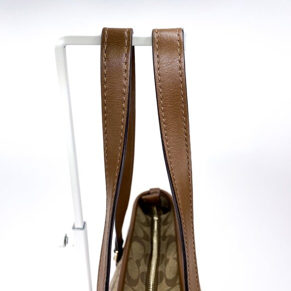COACH Signature C Coated Canvas Brown Tote Shoulder Bag - J1723-F58294 - Picture 14 of 16